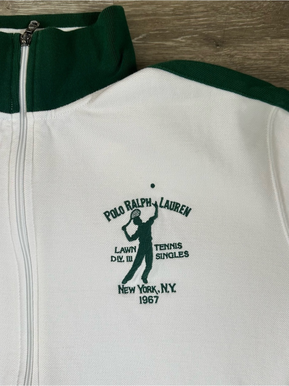 VTG Polo Ralph Lauren Lawn Tennis Track Jacket Mens XXL White Singles New York - Picture 2 of 5